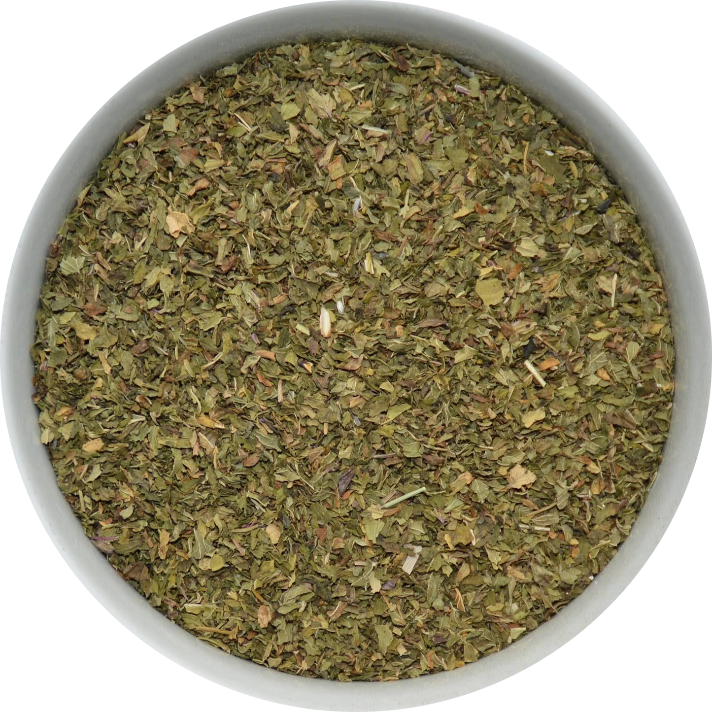 Rubbed dried Peppermint leaf — deep green aromatic herb suitable for tea, ritual craft, and traditional use. Herbal Monkey