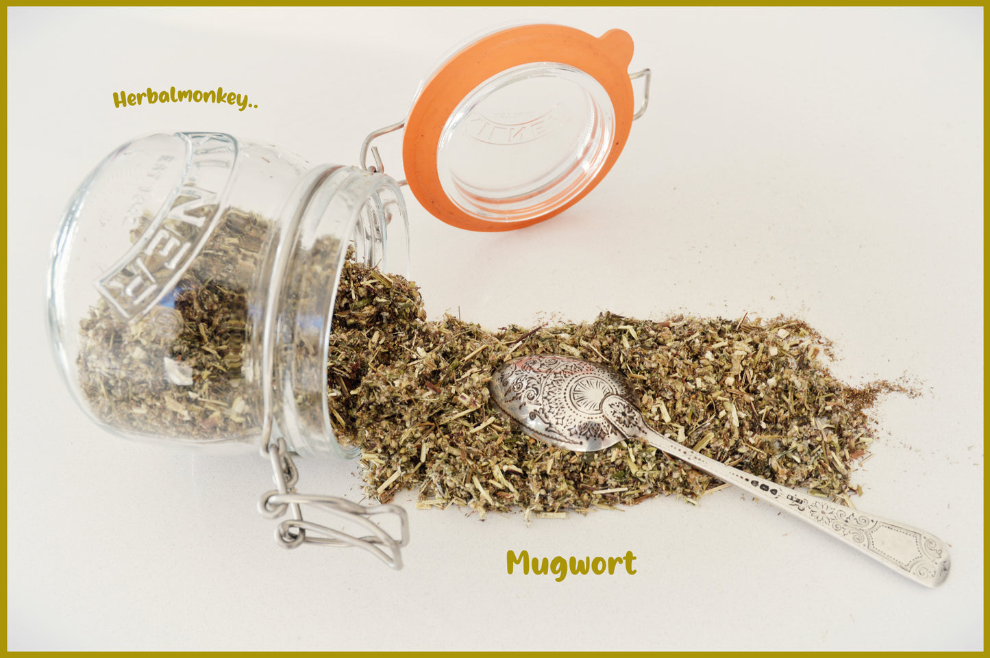 Dried Mugwort leaves — green and silver botanical herb suitable for tea, incense craft, and traditional use Herbal Monkey