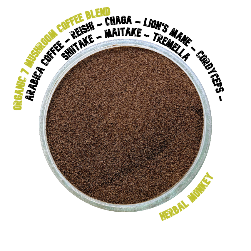 Seven Mushroom Arabica Coffee Blend with Reishi, Chaga, Lion’s Mane, and more – energizing adaptogenic coffee