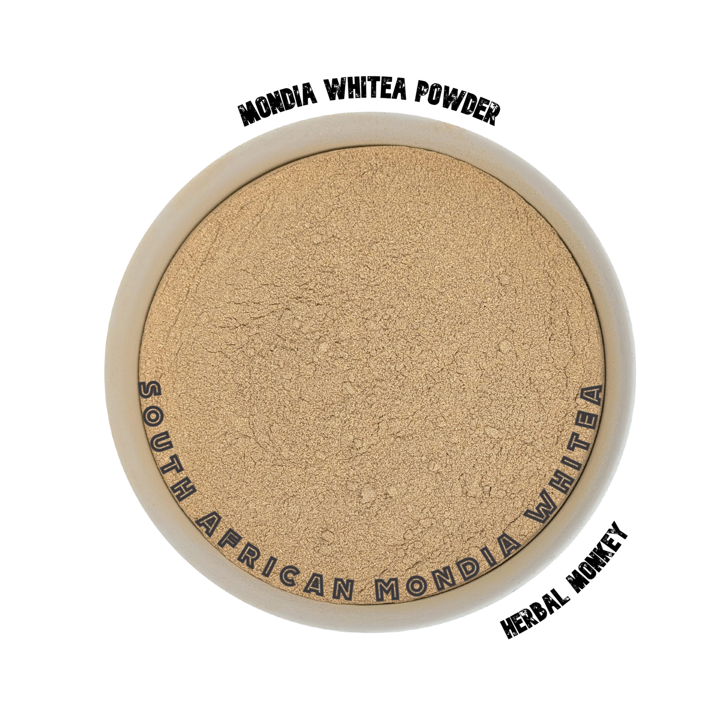 Fine Mondia whitei root powder displayed as a traditional South African botanical, suitable for herbal tea blending, ritual craft, and ethnobotanical use. Herbal Monkey
