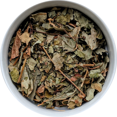 Finely cut dried Wild Strawberry Leaf — soft green botanical suitable for tea, ritual craft, and traditional use