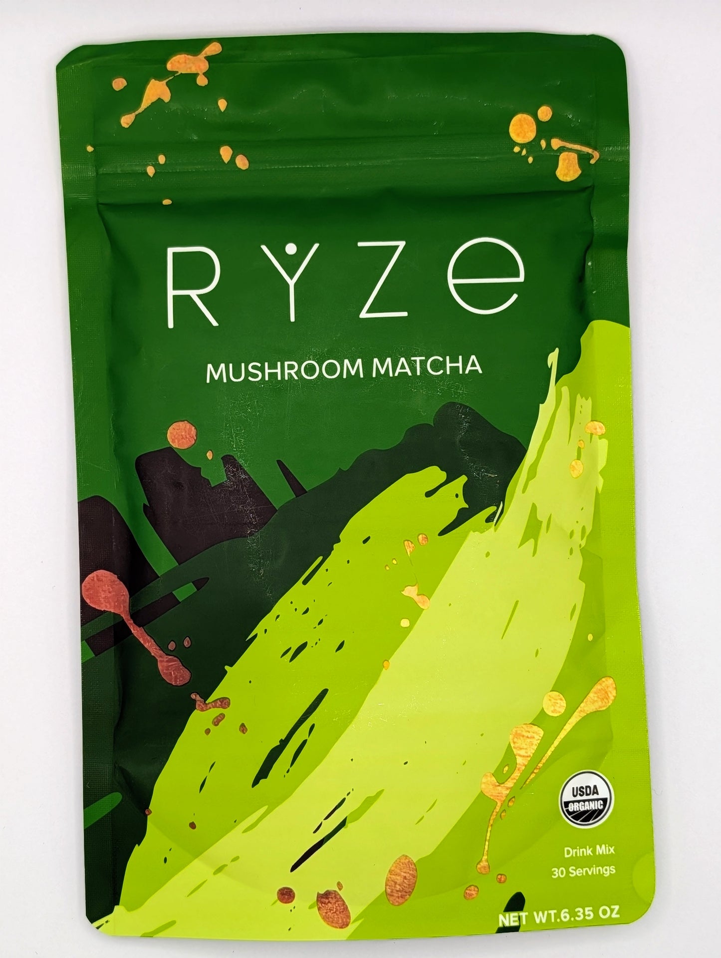 Ryze Japanese Matcha Mushroom Coffee — USDA organic matcha blend with six functional mushrooms, 30‑serving bag Herbal Monkey