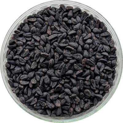 Ipomoea tricolor seeds displayed in kraft pouch