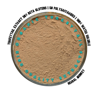 Fine Turkey Tail 20:1 extract powder — research‑grade, 50% polysaccharides, 30% beta‑glucans