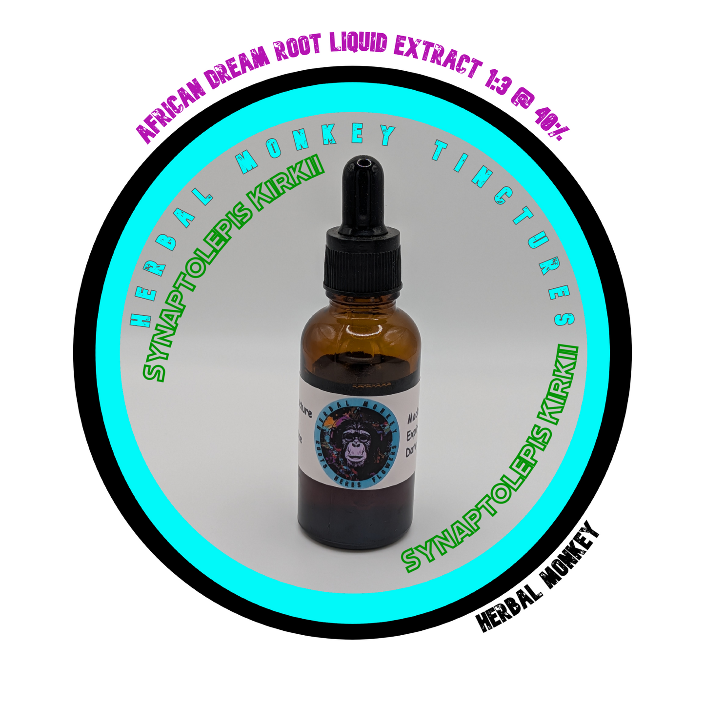 African Dream Root Liquid Extract 1:3 40% in amber glass dropper bottle Herbal Monkey