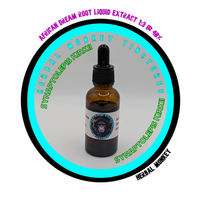 African Dream Root Liquid Extract 1:3 40% in amber glass dropper bottle