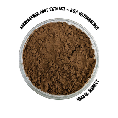Ashwagandha Root Extract Powder – 2.5% Withanolides; adaptogenic botanical for stress resilience, emotional balance, and vitality. HPLC verified.