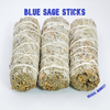 Natural Blue Sage smudge stick hand tied with cotton string for incense and aromatic use. Herbal Monkey