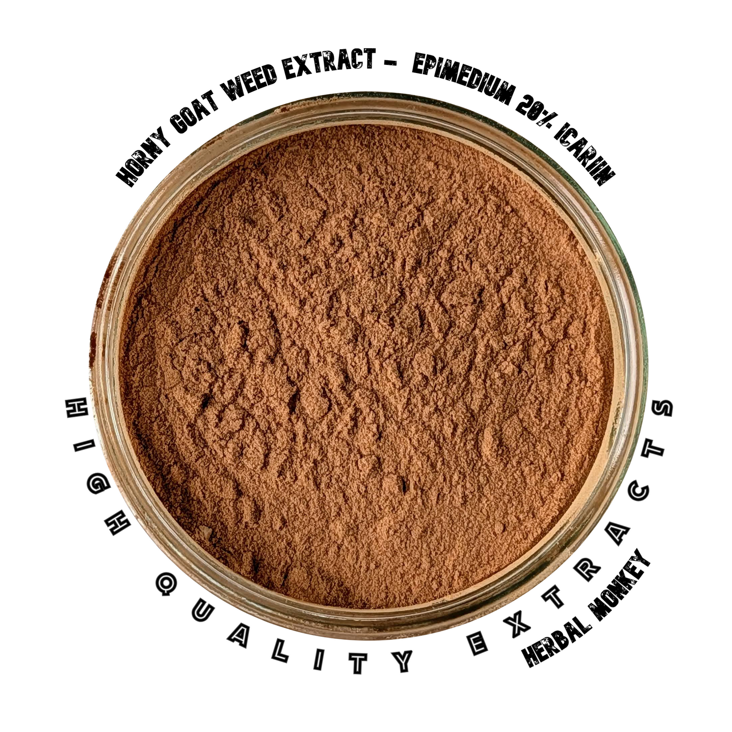 Fine tan Epimedium extract powder standardised to 20% icariin in a resealable pouch Herbal Monkey
