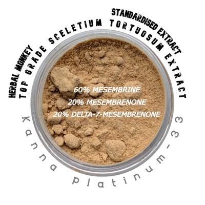 Finely milled Kanna extract powder – concentrated botanical from Sceletium tortuosum, ideal for incense, meditation, or ethnobotanical display