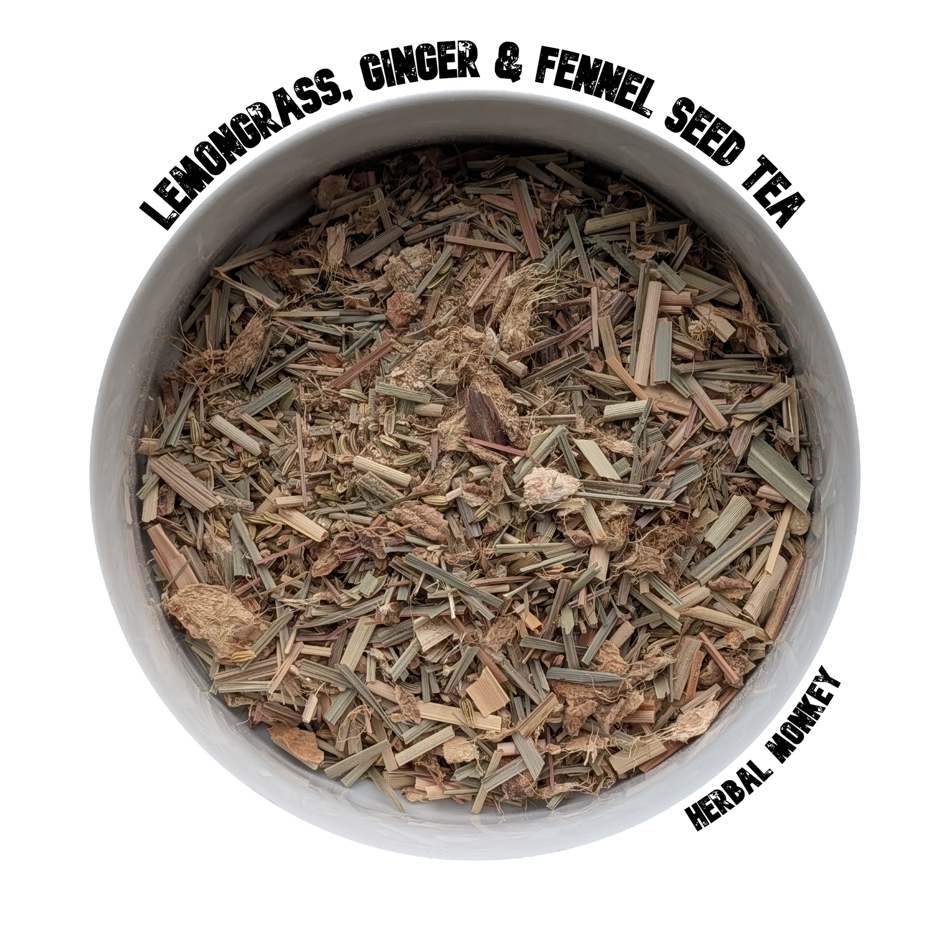Organic lemongrass, ginger and fennel seed herbal tea blend Herbal Monkey
