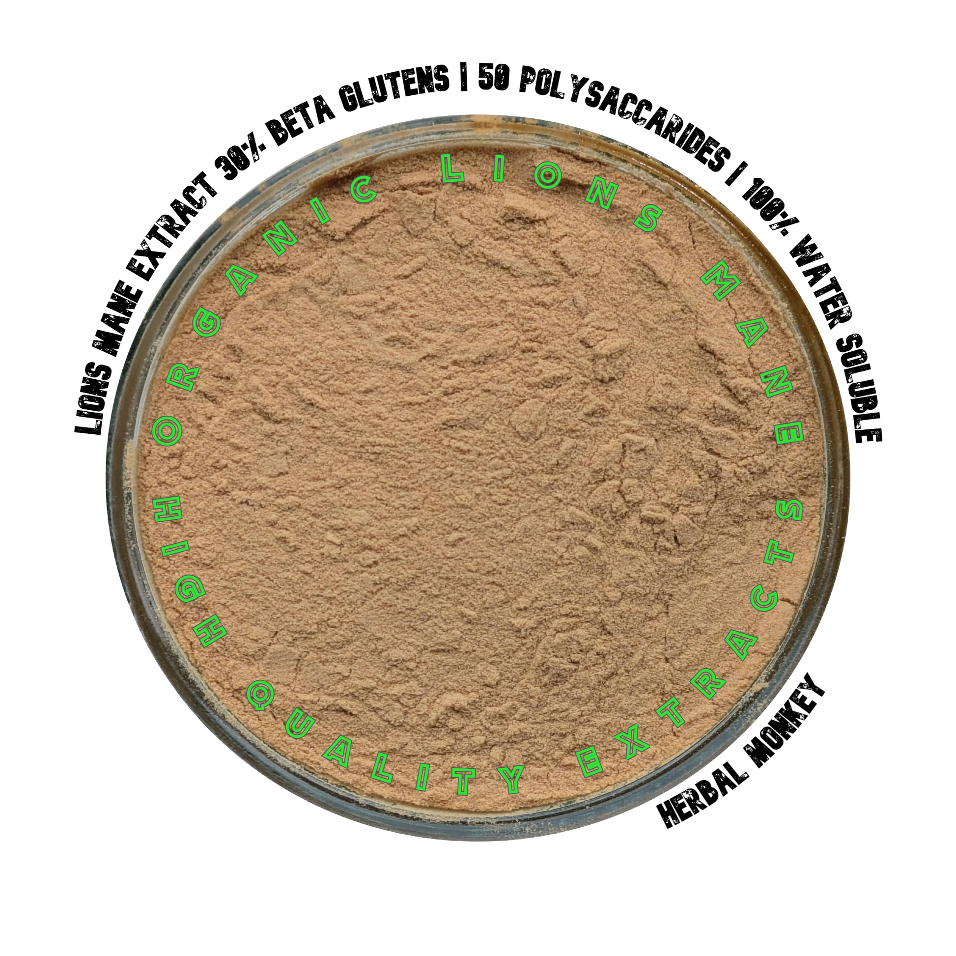 Organic Lion’s Mane Mushroom Extract powder — fruiting‑body derived, 30% beta‑glucans, 50% polysaccharides, fully water‑soluble Herbal Monkey
