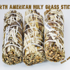 Three North American Holy Grass (sweetgrass) smudge sticks hand tied with white cotton string