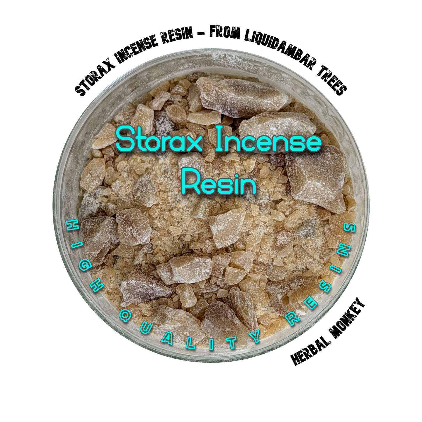 Dark, glossy Storax incense resin pieces from Liquidambar trees, suitable for ceremonial, aromatic, and ritual burning Herbal Monkey