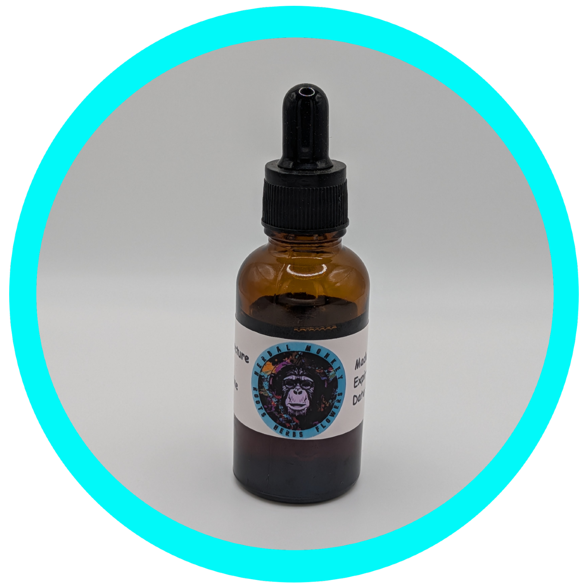 Amber bottle of Ultimate Sleep Tincture with Valerian Root, Passion Flower, Lavender, and Chamomile. Herbal Monkey